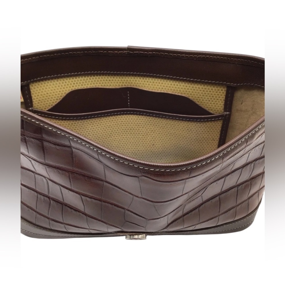 Dooney Brown Croc Embossed Shoulder Bag - Picture 6 of 10